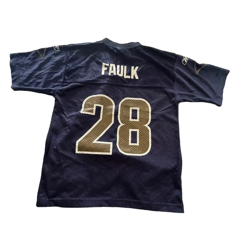Deadstock Y2K Marshall Faulk VTG St. Louis Rams #28 YOUTH Jersey  Medium 10-12